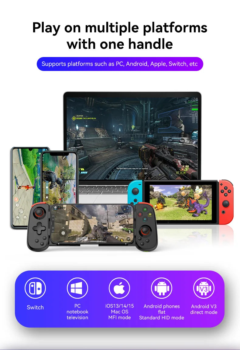 controle para celular compatível iphone e Android - Bluetooth Conexão D6DP Wireless Gamepad Recarregável